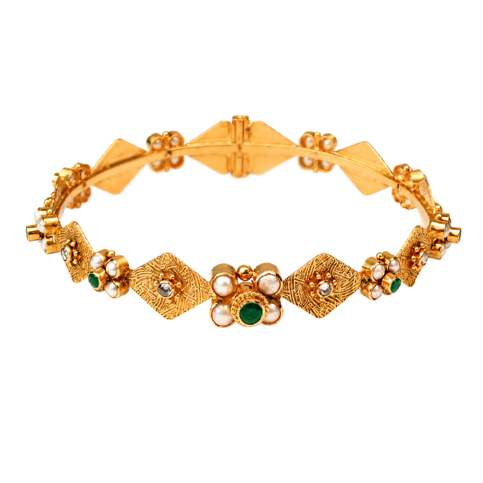 Maahi Pearl and Emerald Bangle