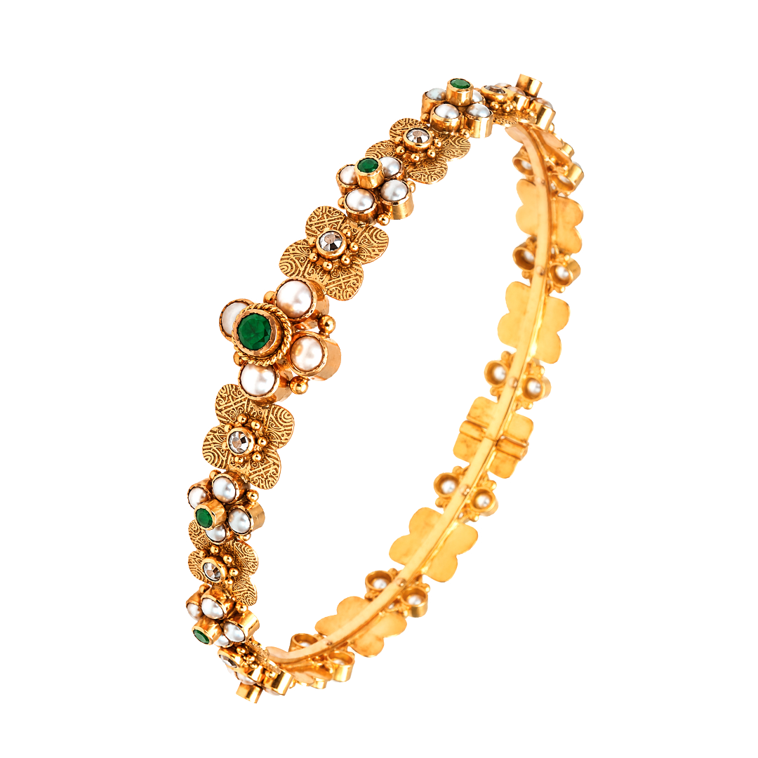 Maahi Pearl and Emerald Bangle