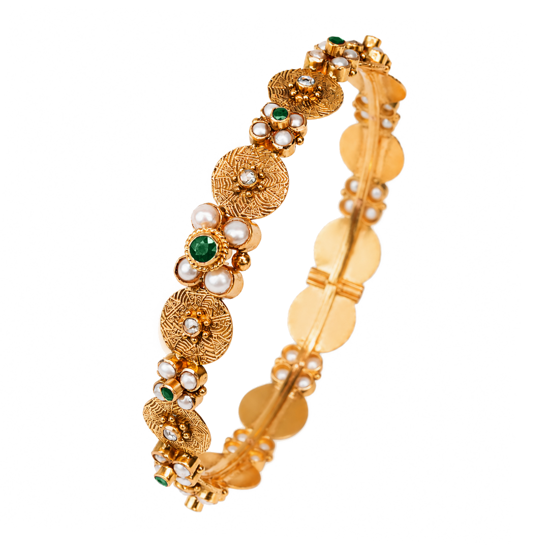 Maahi Pearl and Emerald Bangle