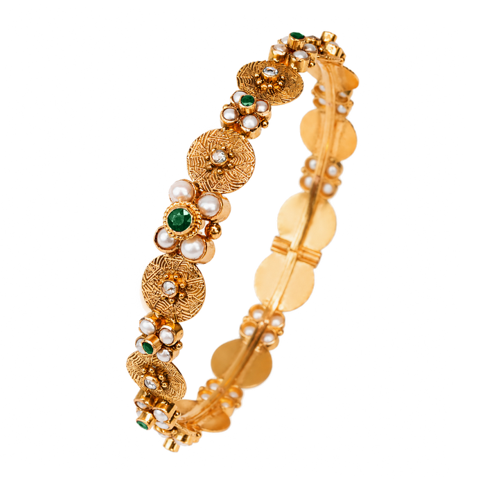 Maahi Pearl and Emerald Bangle