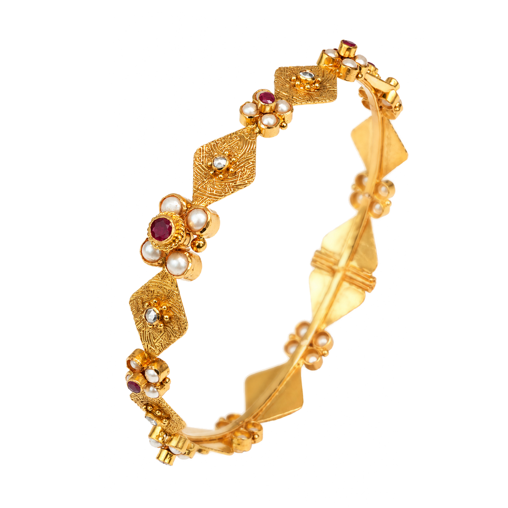 Maahi Pearl and Ruby Bangle