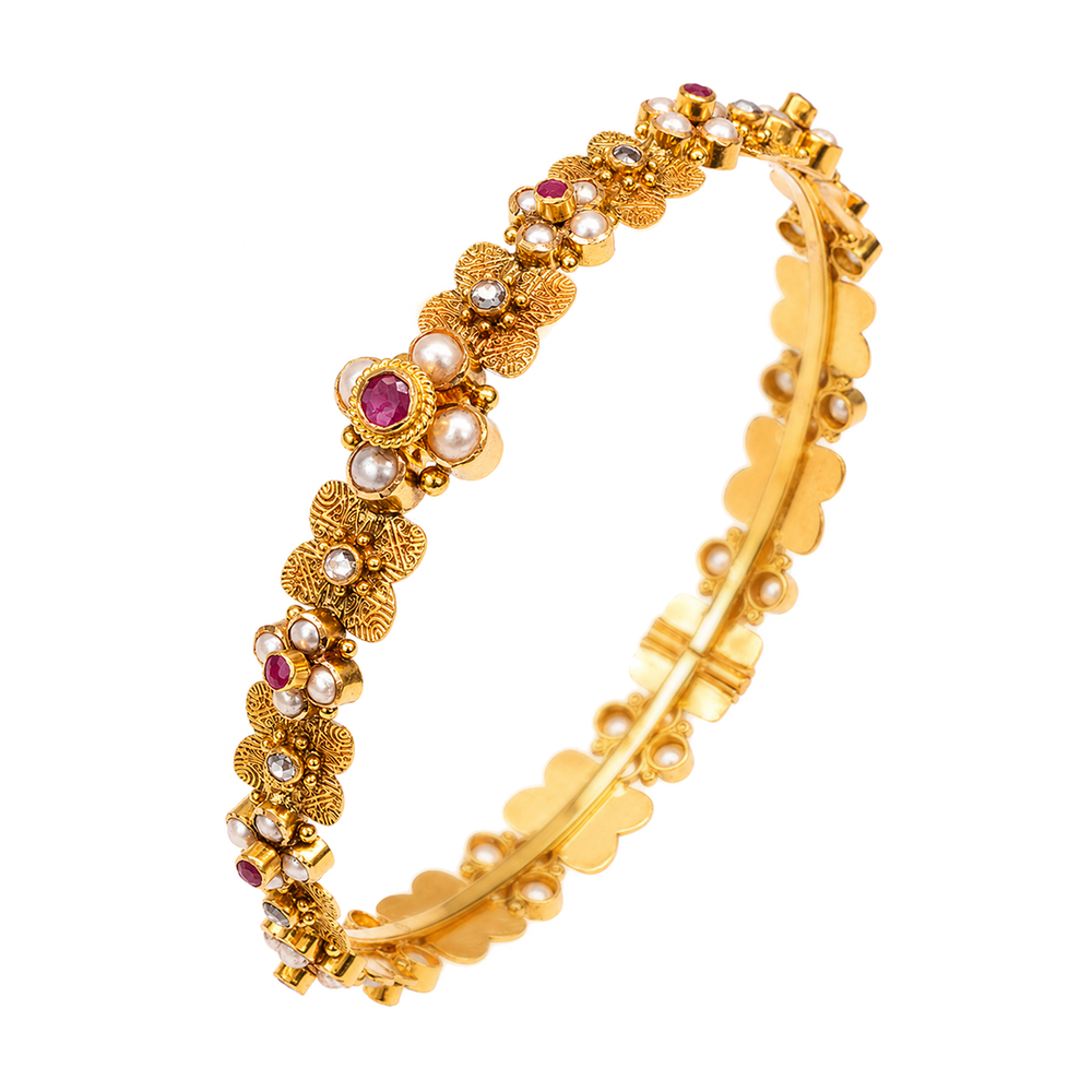 Maahi Pearl and Ruby Bangle