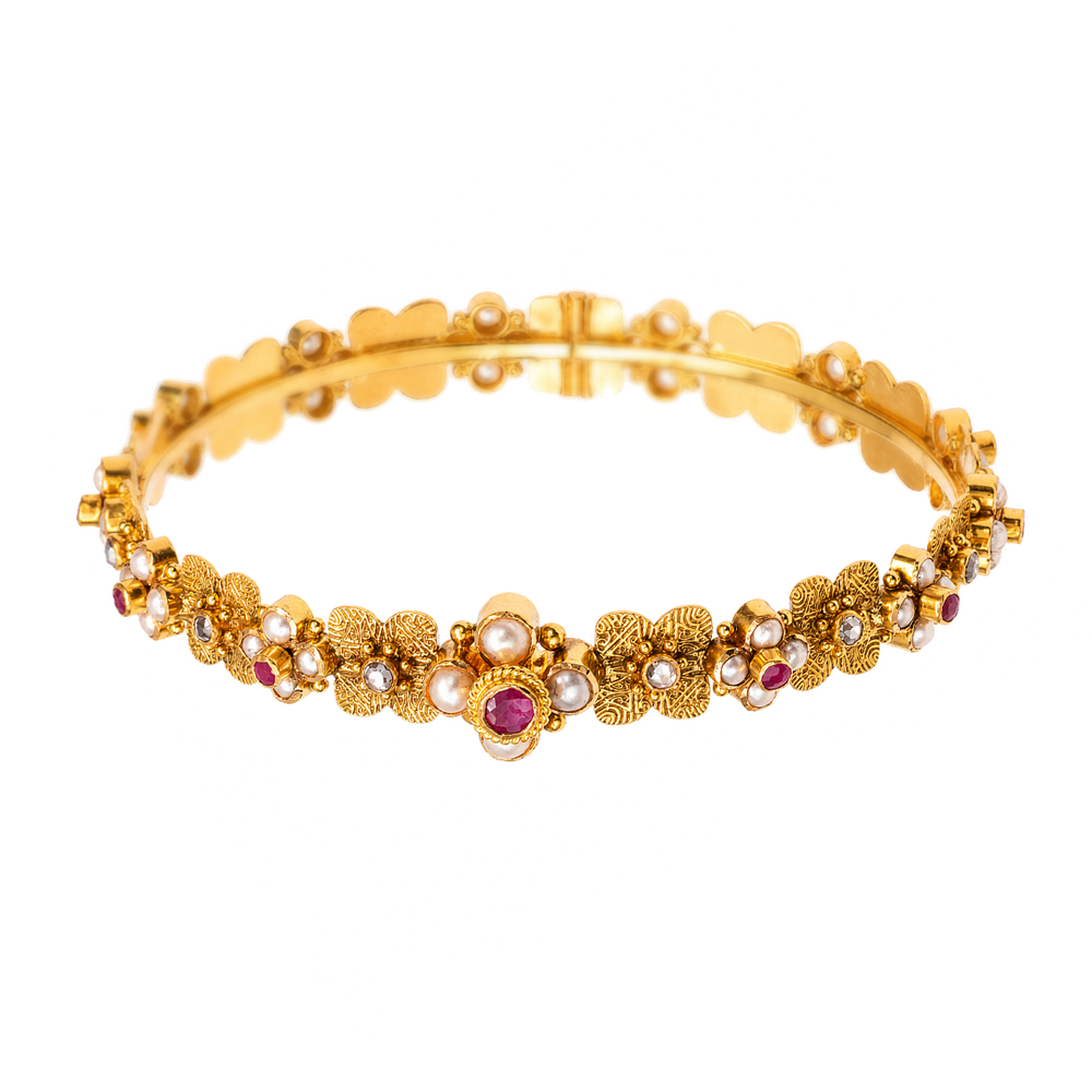 Maahi Pearl and Ruby Bangle