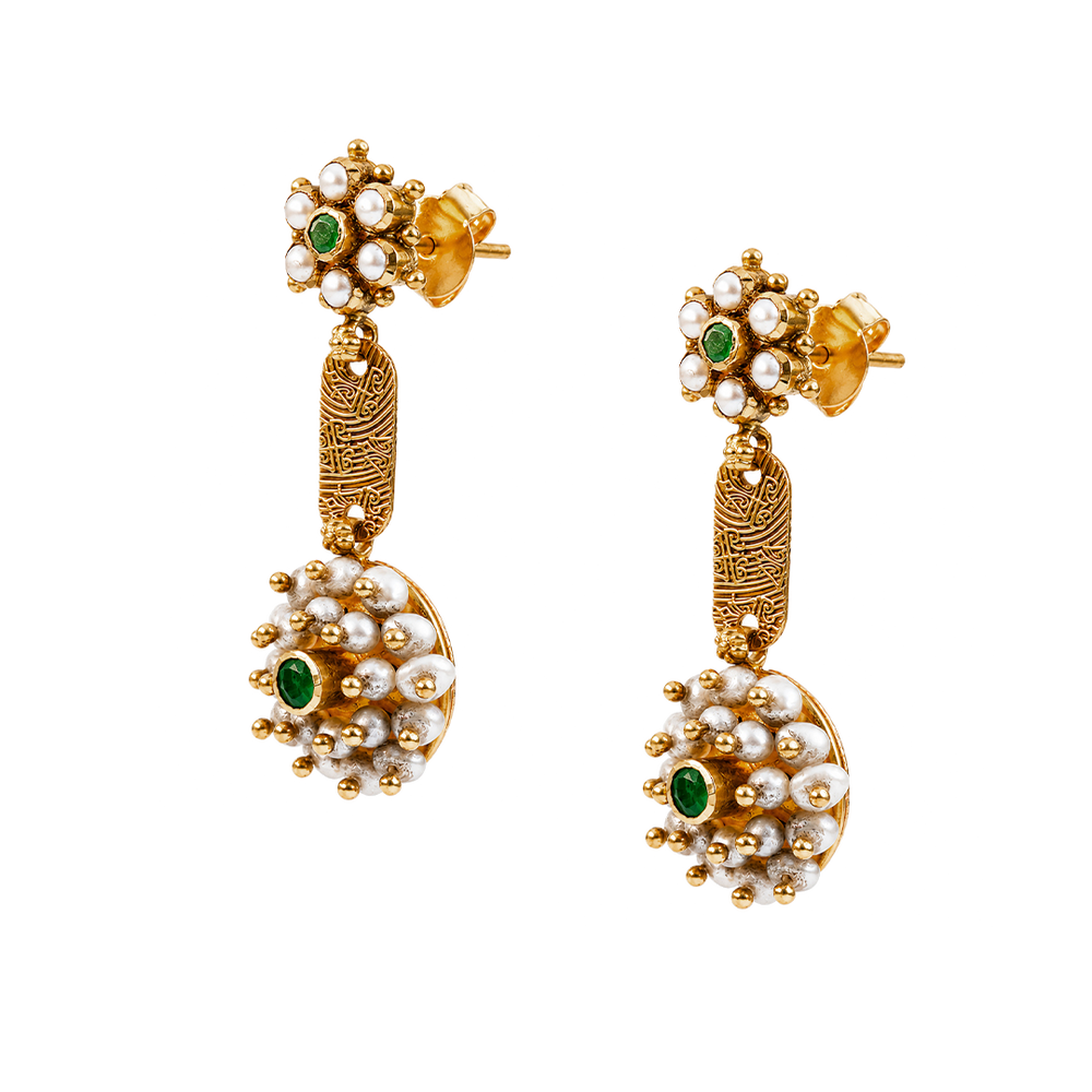 Maahi Pearl and Emerald Danglers