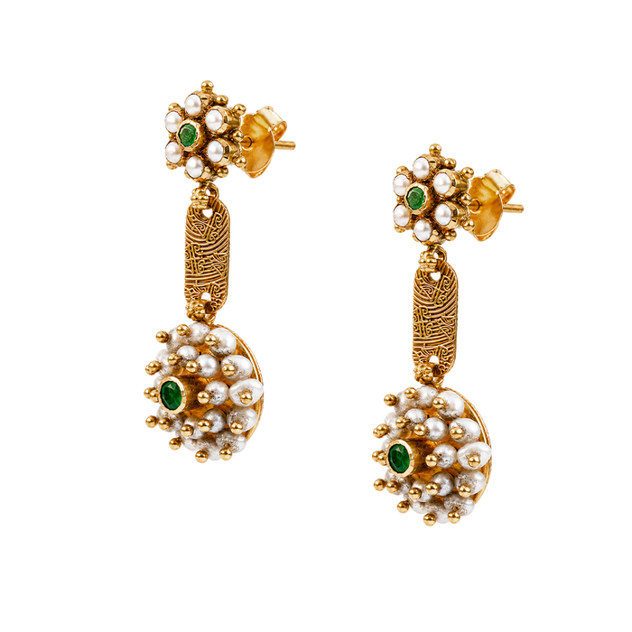 Maahi Pearl and Emerald Danglers