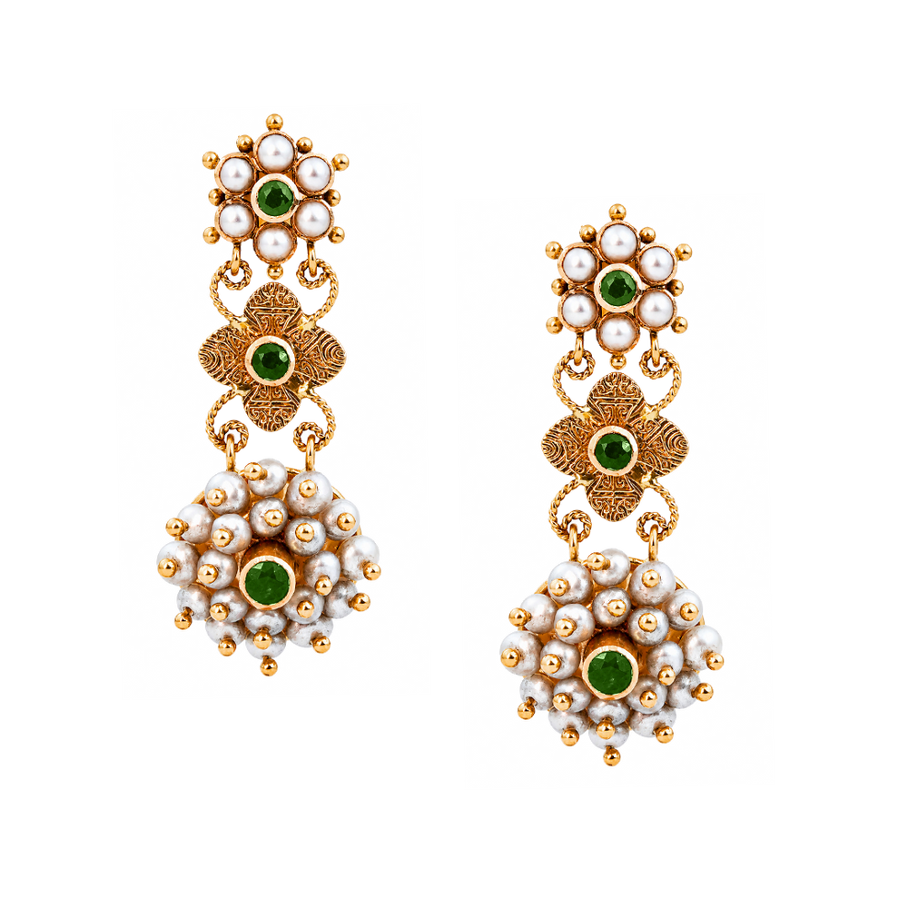 Maahi Pearl and Emerald Danglers