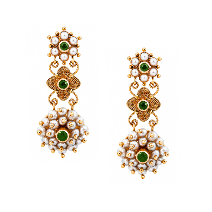 Maahi Pearl and Emerald Danglers