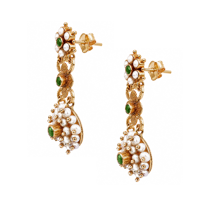 Maahi Pearl and Emerald Danglers