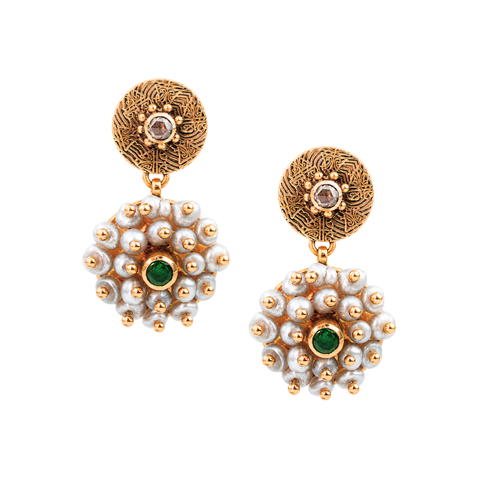 Maahi Pearl and Emerald Danglers