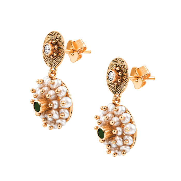 Maahi Pearl and Emerald Danglers