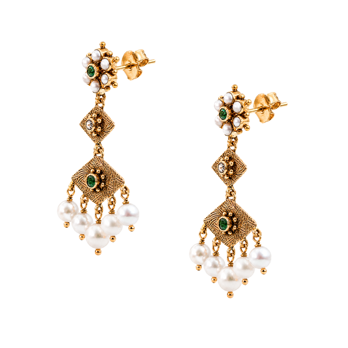 Maahi Pearl and Emerald Danglers