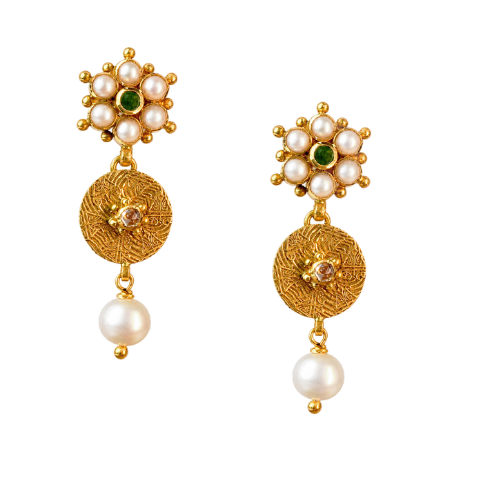 Maahi Pearl and Emerald Danglers