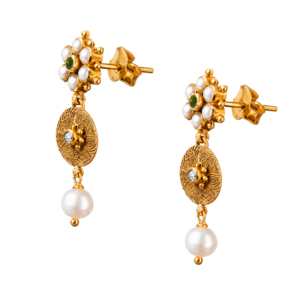 Maahi Pearl and Emerald Danglers