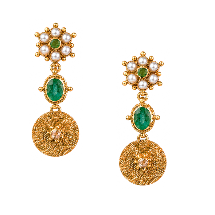 Maahi Pearl and Emerald Danglers