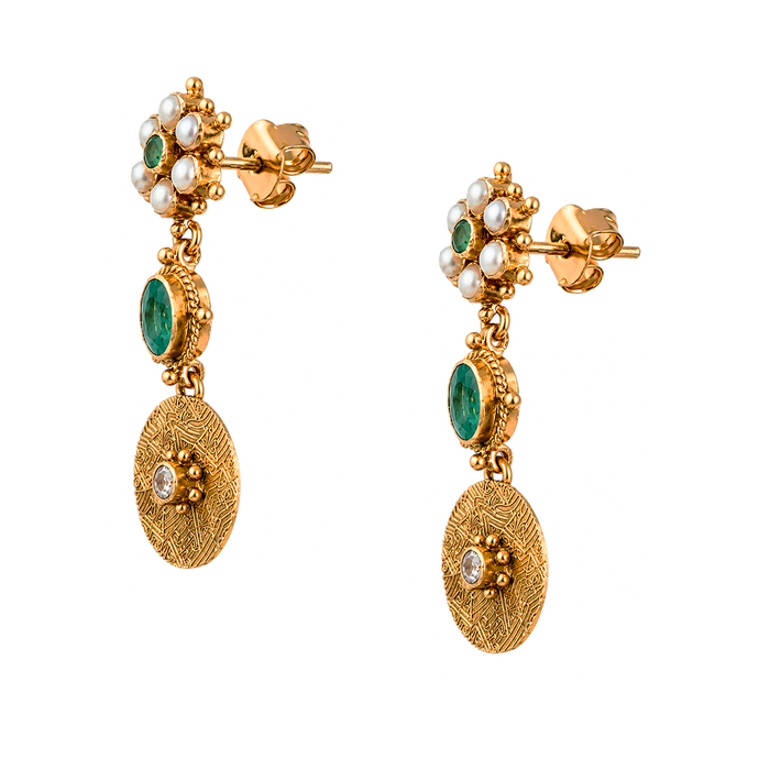 Maahi Pearl and Emerald Danglers