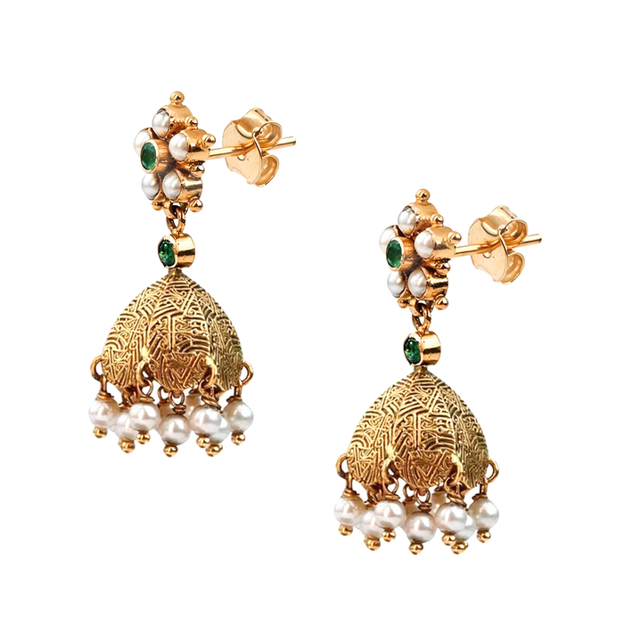 Maahi Pearl and Emerald Jhumkas