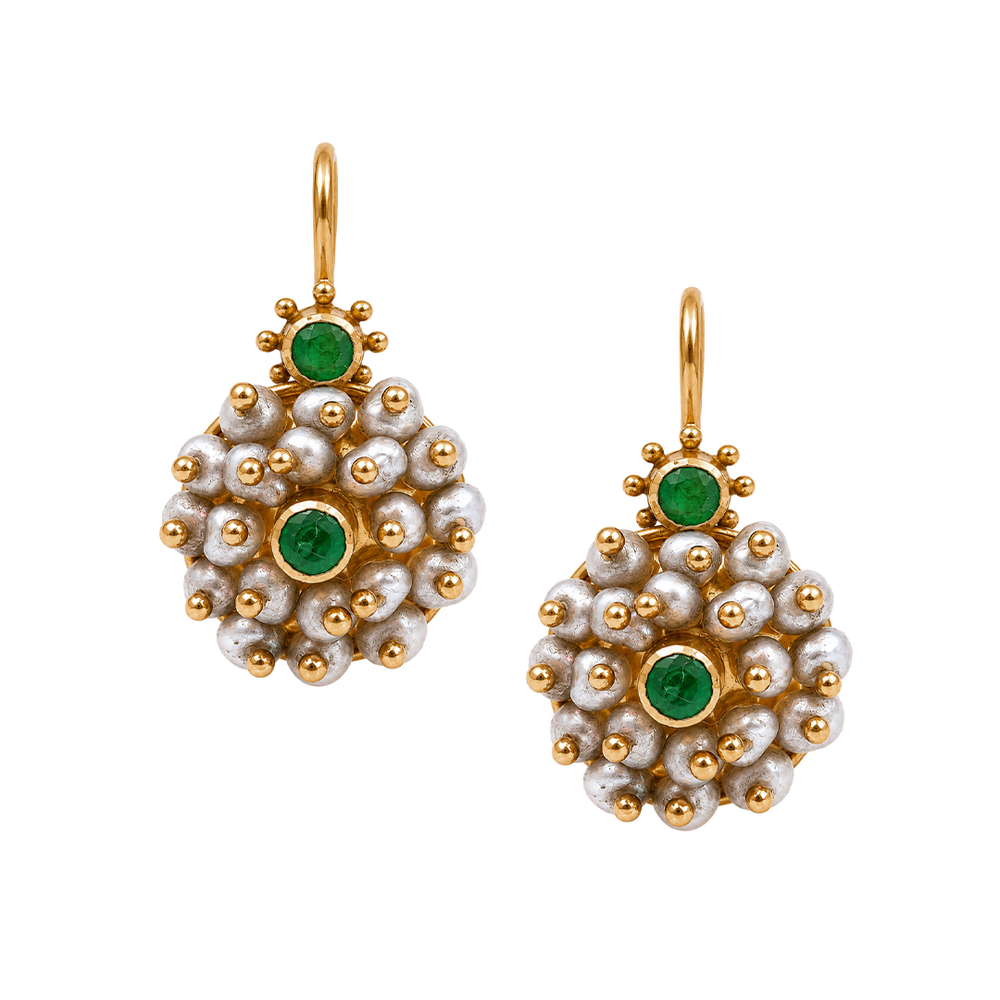 Maahi Pearl and Emerald Danglers