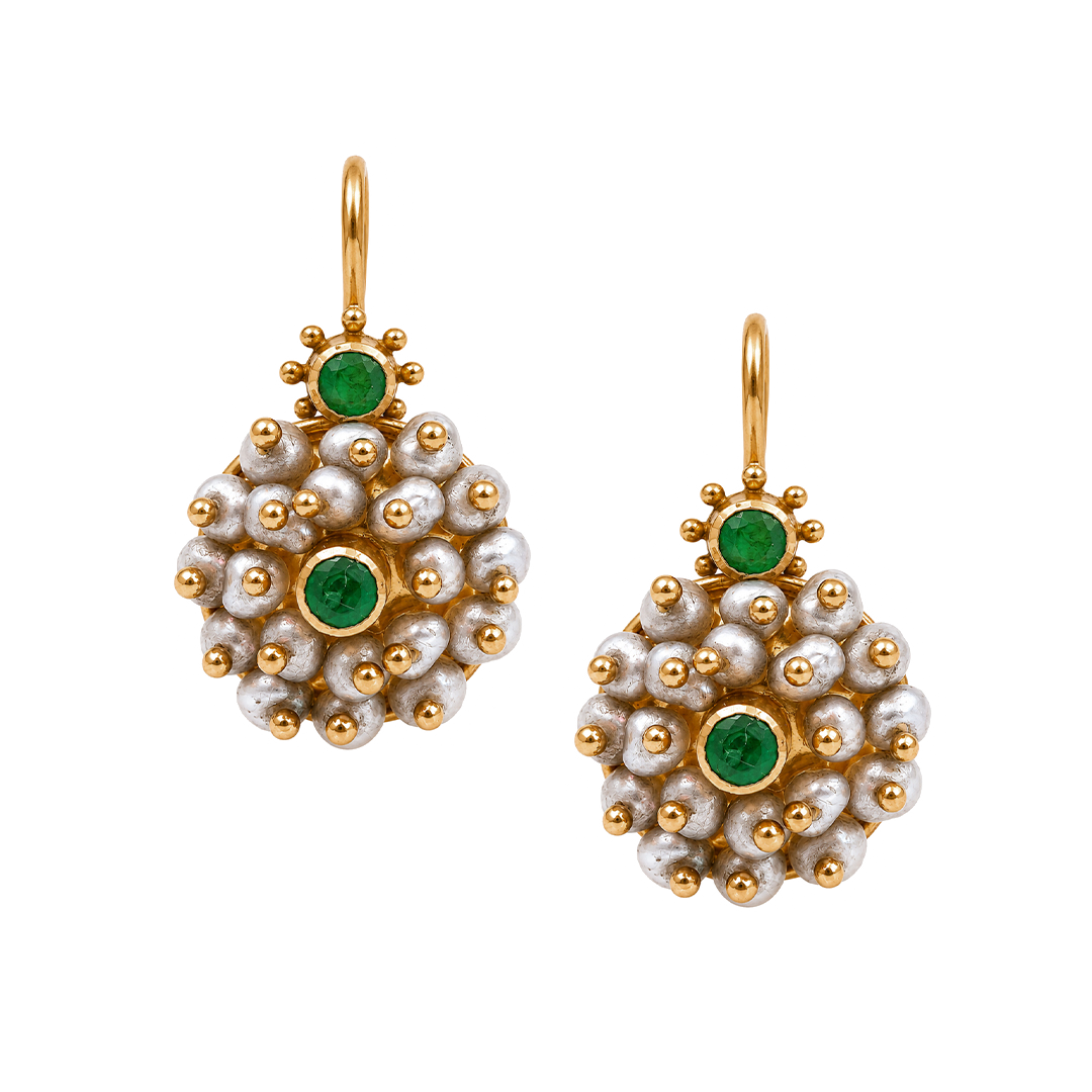 Maahi Pearl and Emerald Danglers