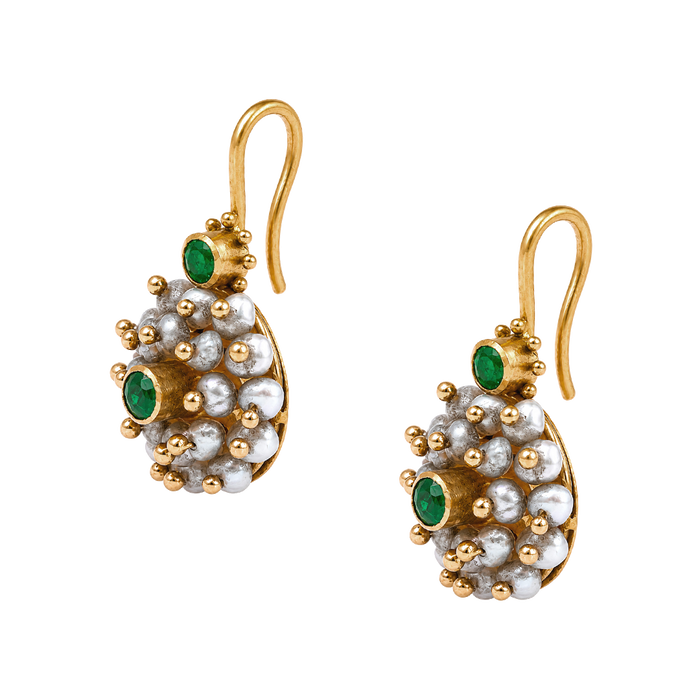 Maahi Pearl and Emerald Danglers
