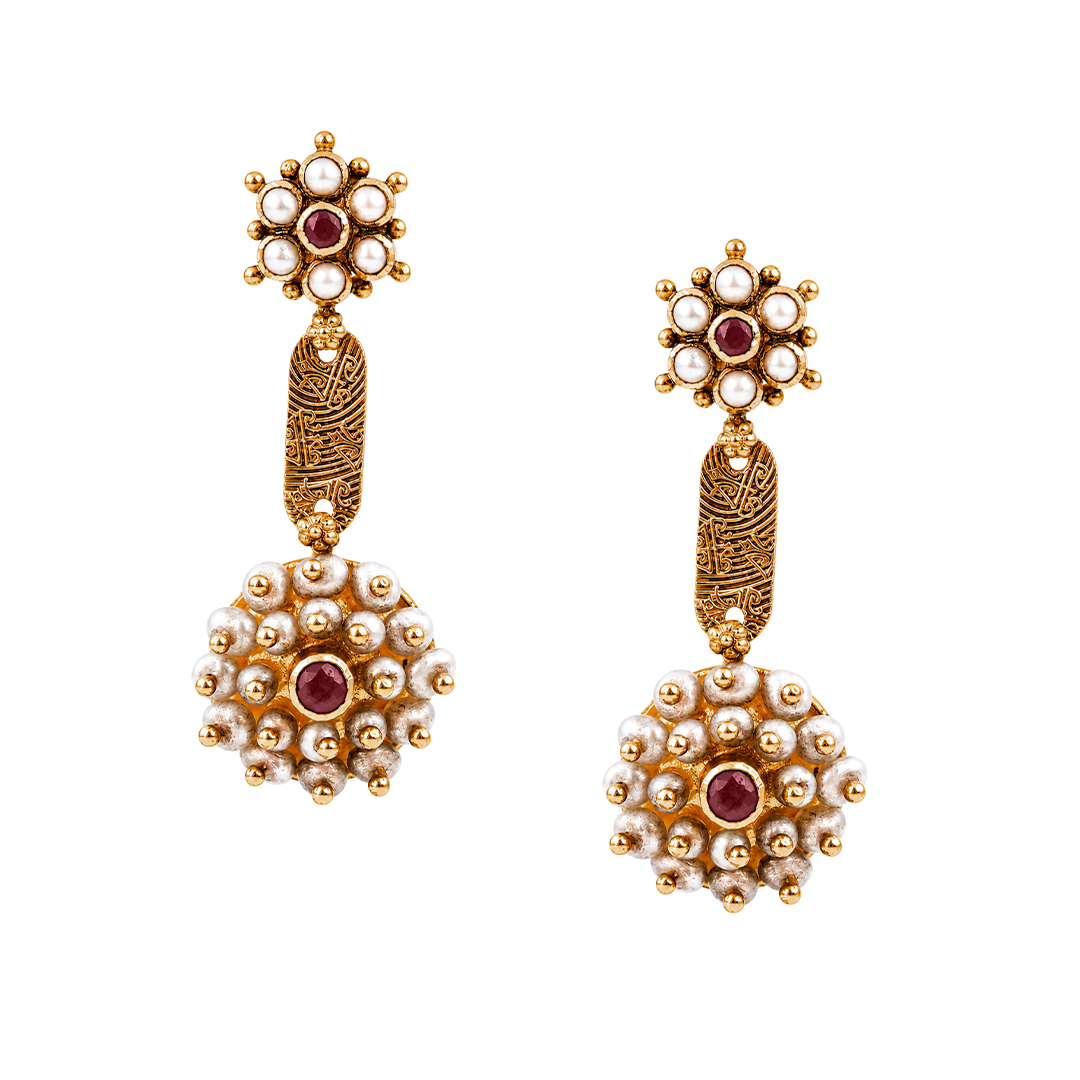 Maahi Pearl and Ruby Danglers