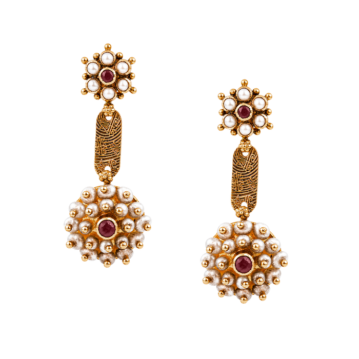 Maahi Pearl and Ruby Danglers