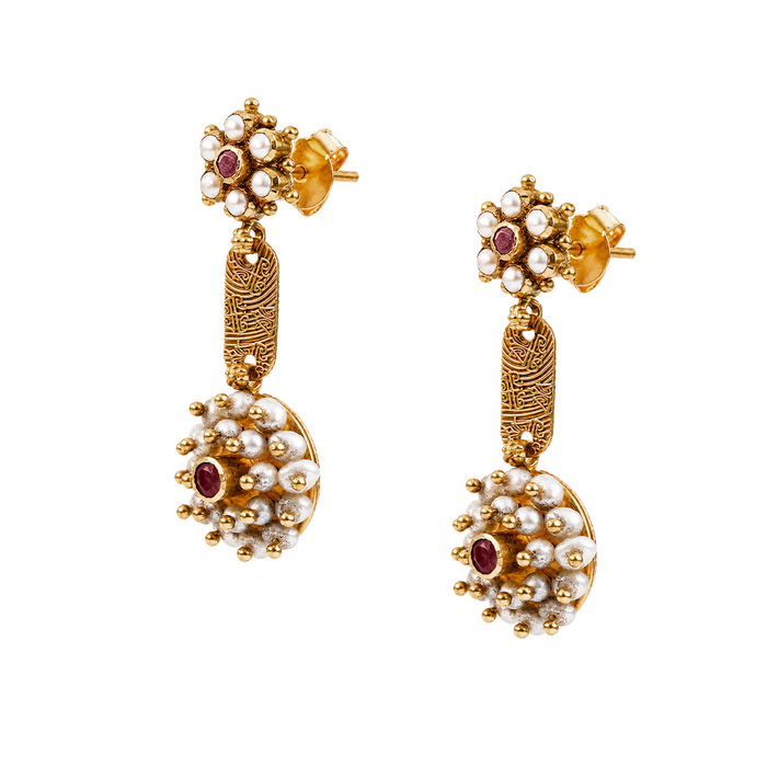 Maahi Pearl and Ruby Danglers