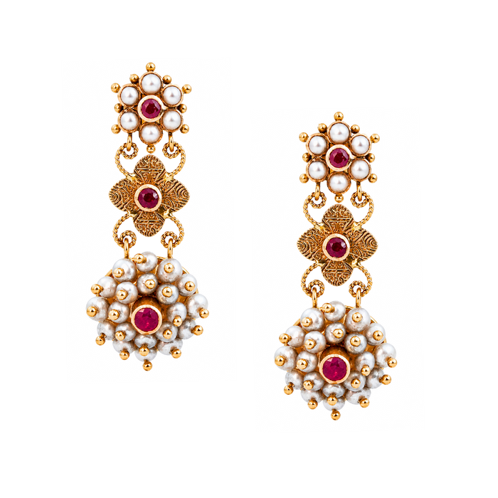 Maahi Pearl and Ruby Danglers