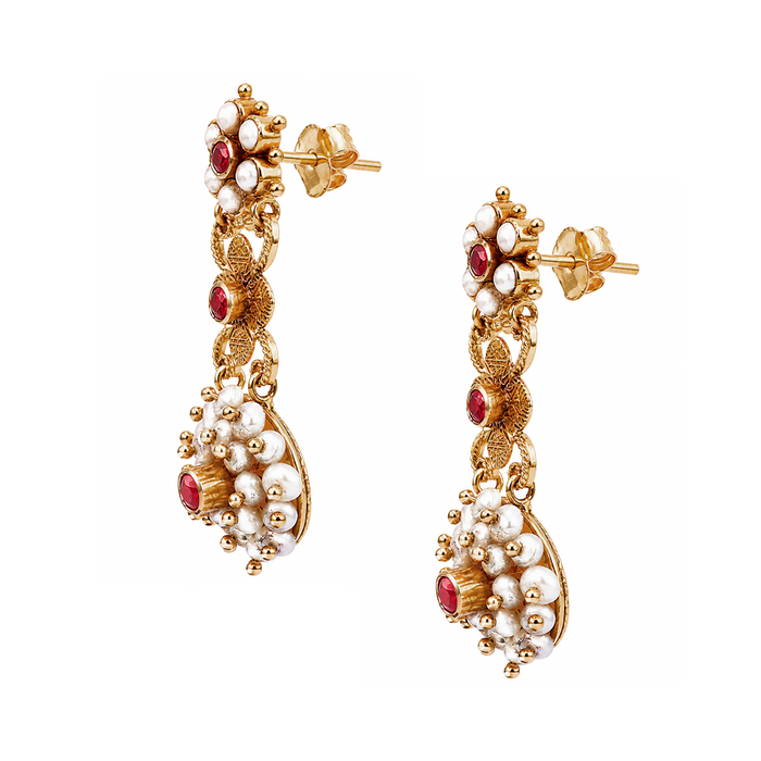 Maahi Pearl and Ruby Danglers