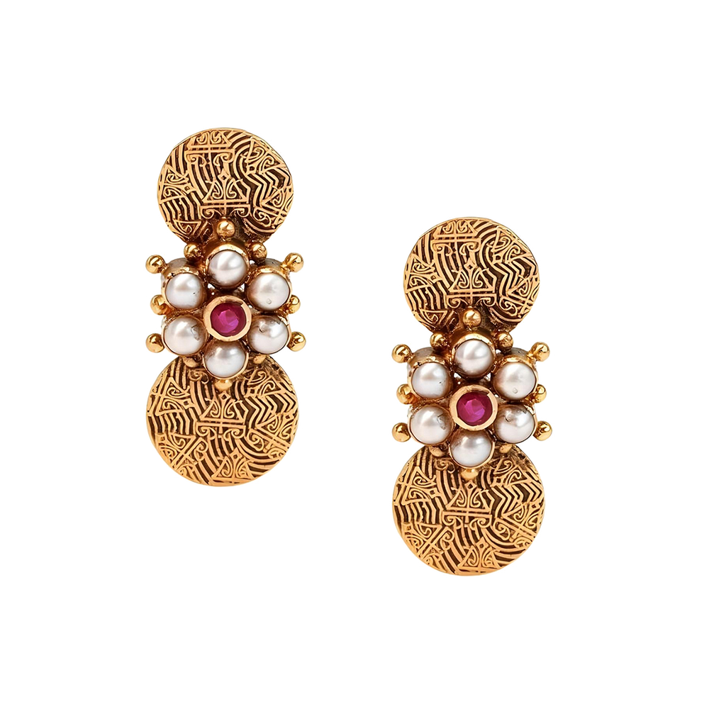 Maahi Pearl and Ruby Danglers