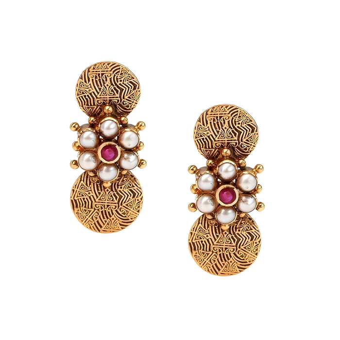 Maahi Pearl and Ruby Danglers