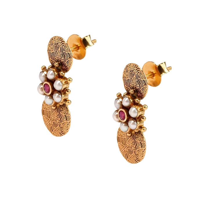 Maahi Pearl and Ruby Danglers