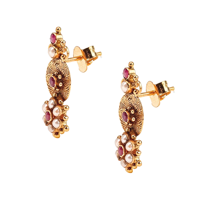 Maahi Pearl and Ruby Danglers