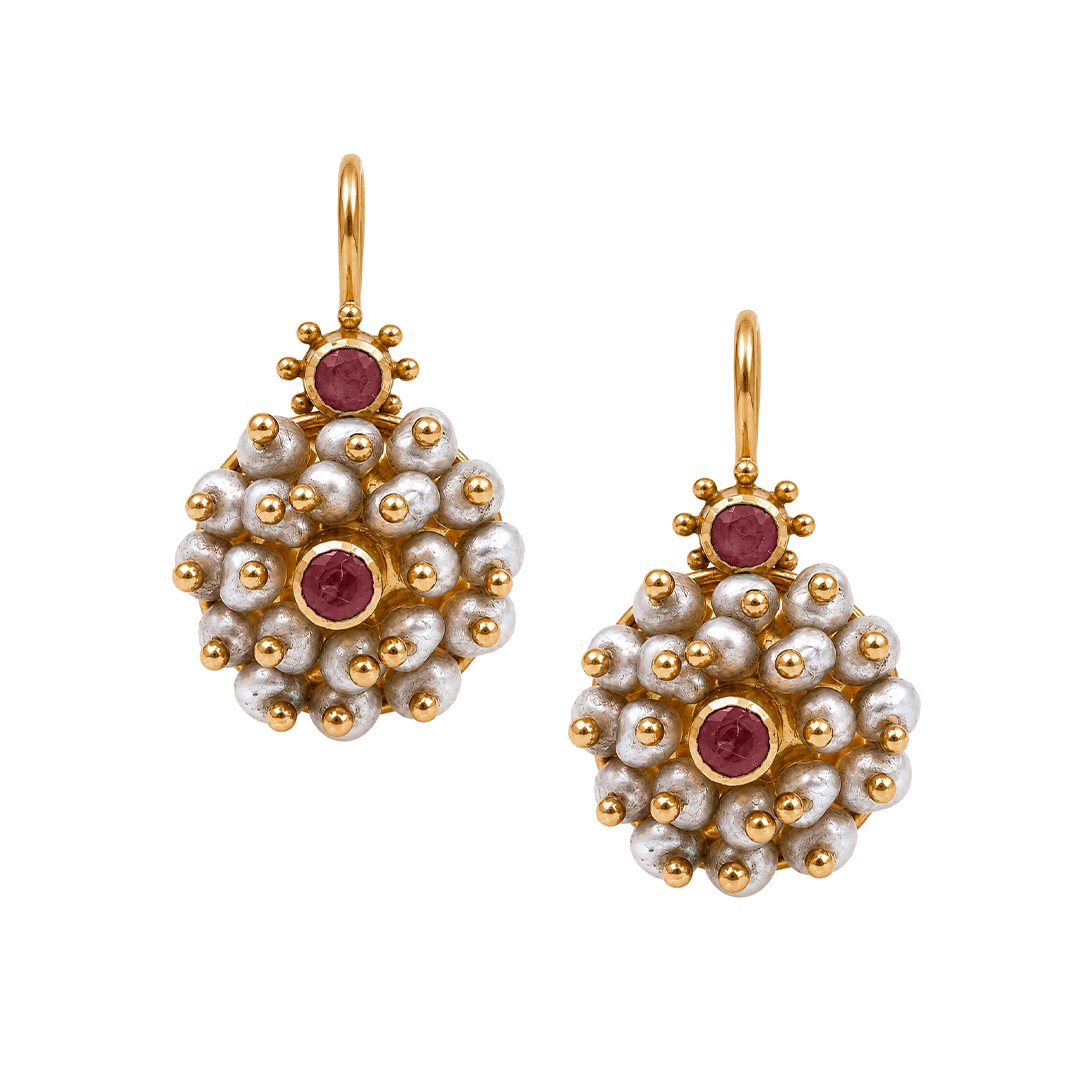 Maahi Pearl and Ruby Danglers