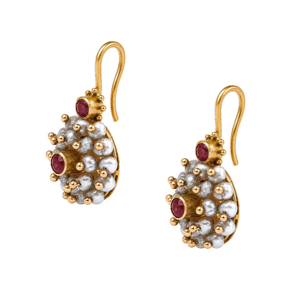 Maahi Pearl and Ruby Danglers