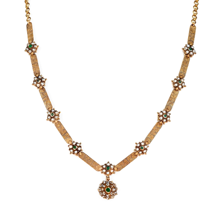 Maahi Pearl and Emerald Long Necklace