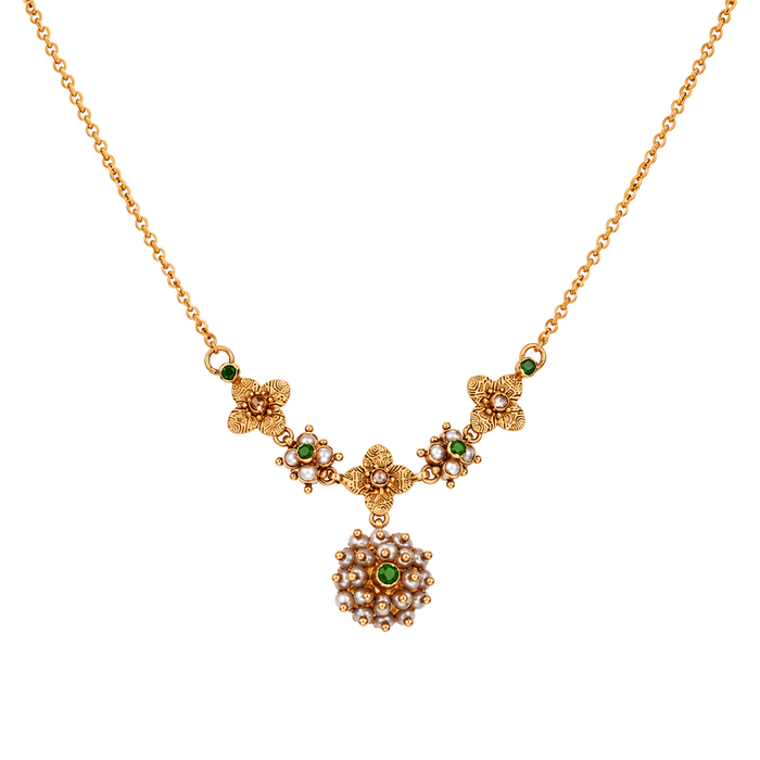 Maahi Pearl and Emerald Short Necklace