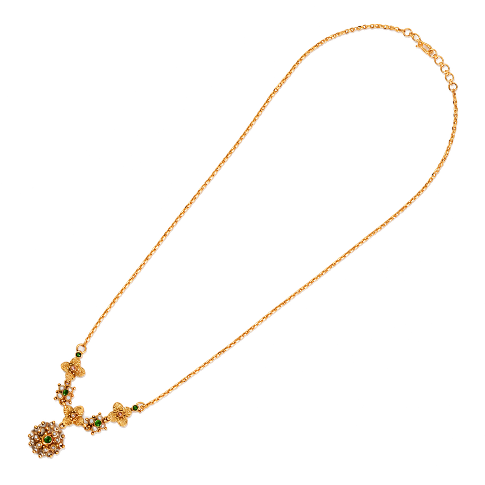 Maahi Pearl and Emerald Short Necklace
