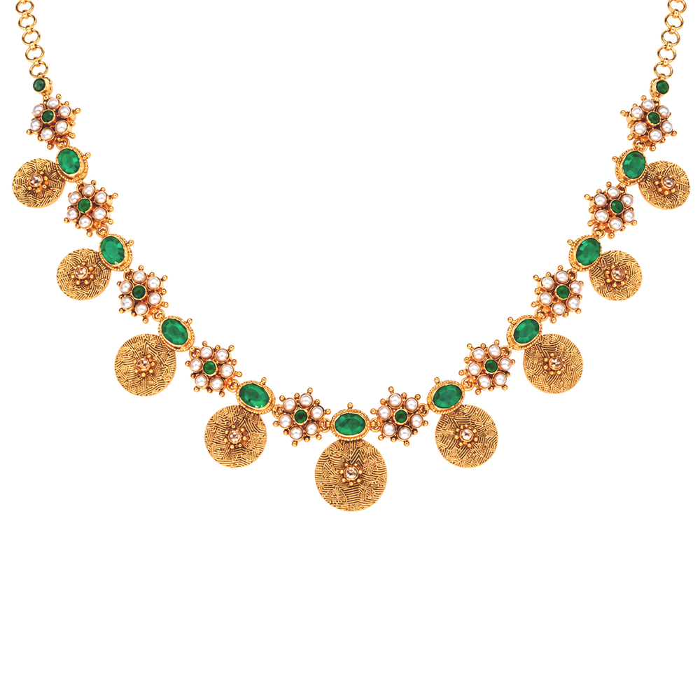 Maahi Pearl and Emerald Short Necklace