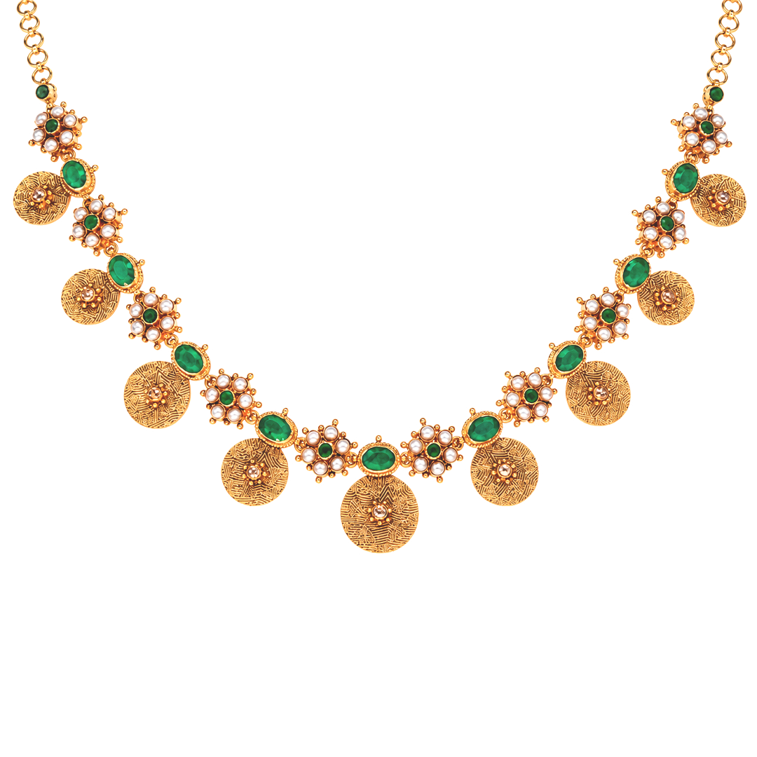 Maahi Pearl and Emerald Short Necklace