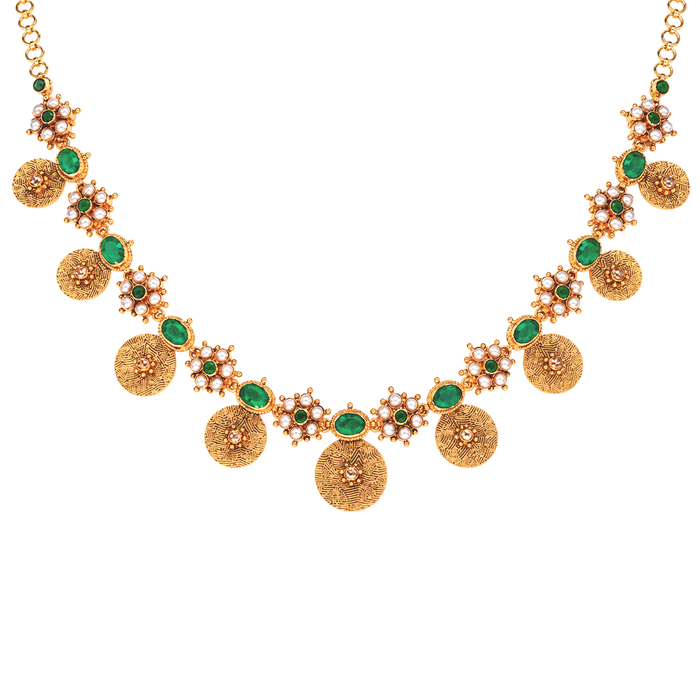 Maahi Pearl and Emerald Short Necklace