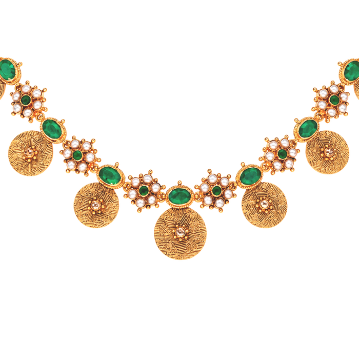 Maahi Pearl and Emerald Short Necklace