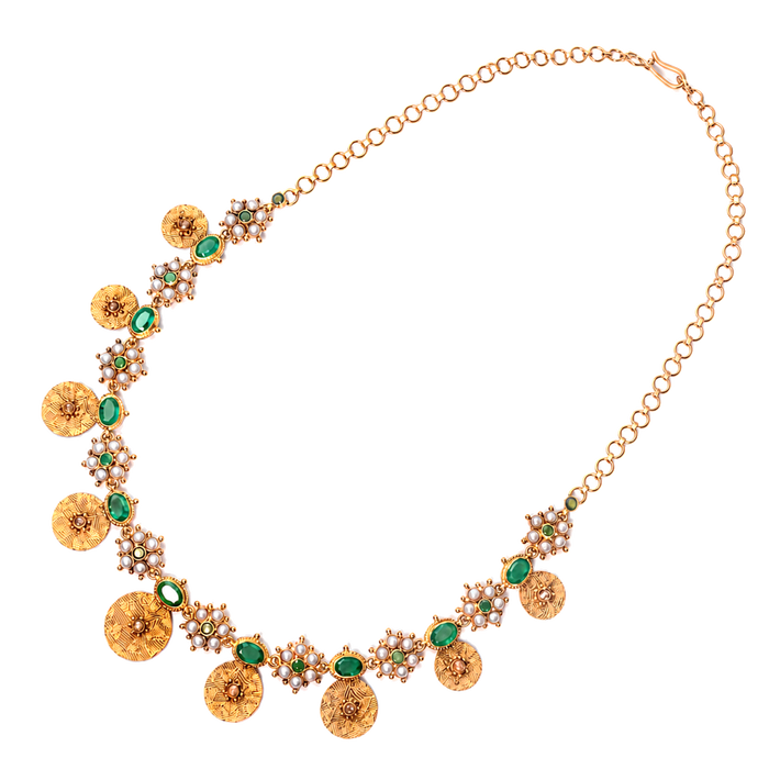 Maahi Pearl and Emerald Short Necklace