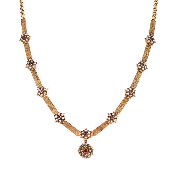 Maahi Pearl and Ruby Long Necklace