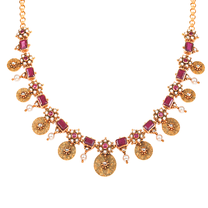 Maahi Pearl and Ruby Short Necklace