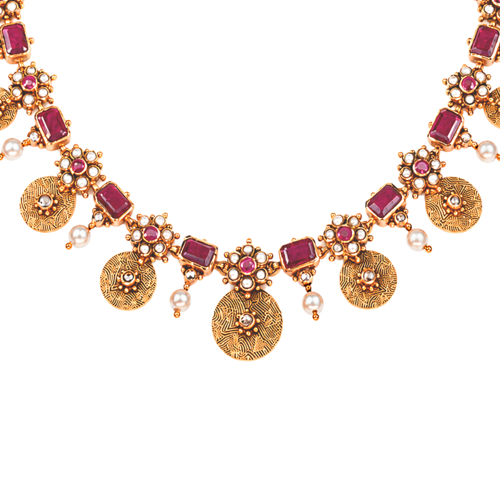 Maahi Pearl and Ruby Short Necklace