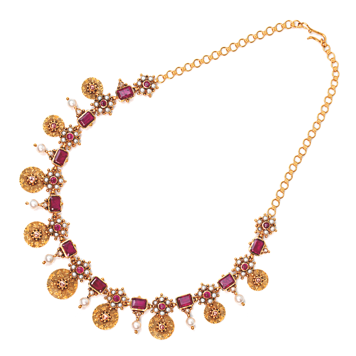 Maahi Pearl and Ruby Short Necklace