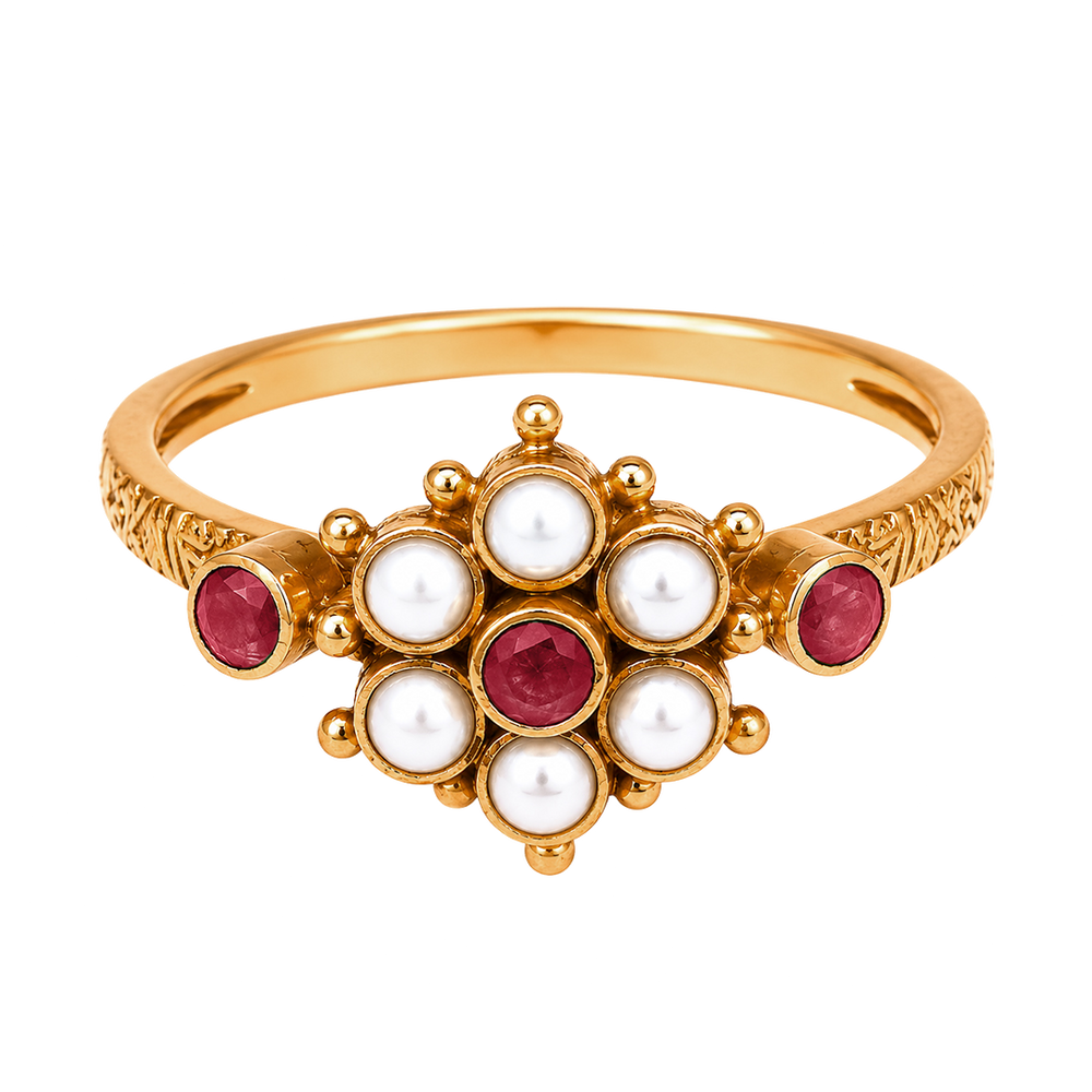 Maahi Pearl and Ruby Ring
