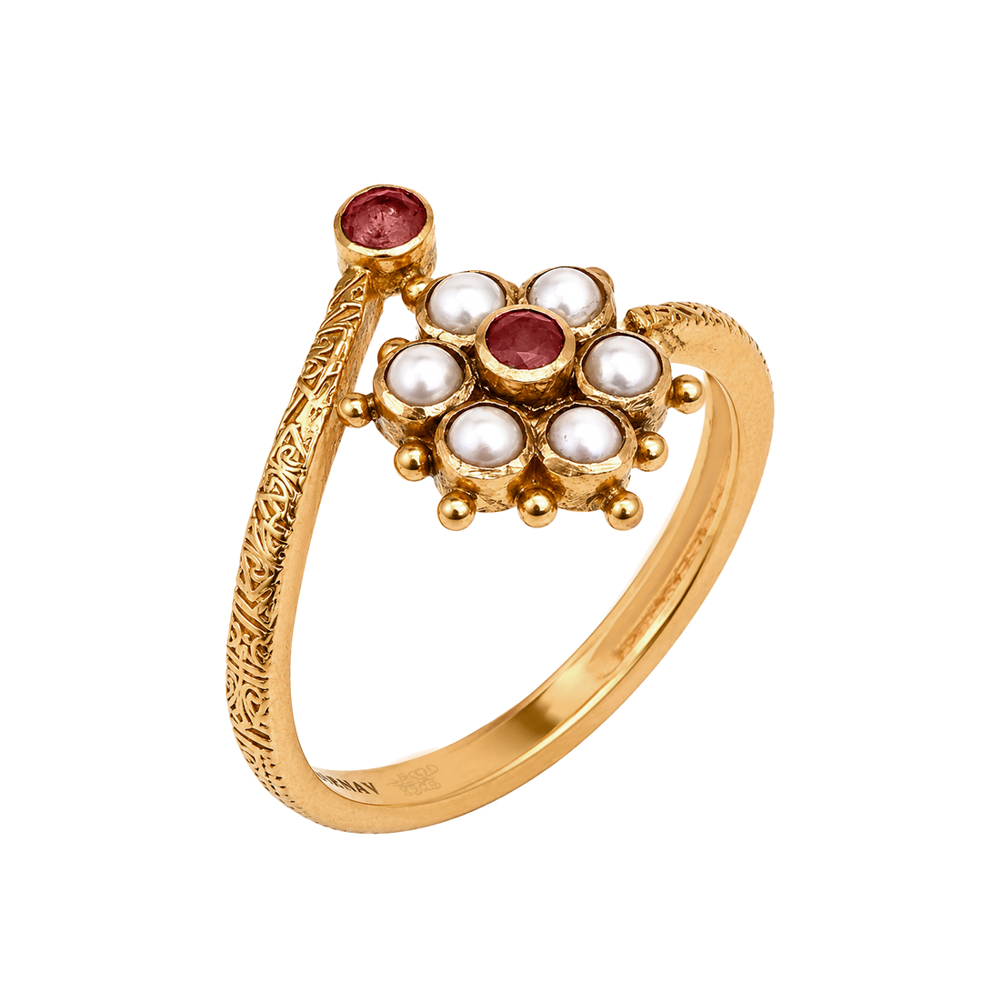 Maahi Pearl and Ruby Ring