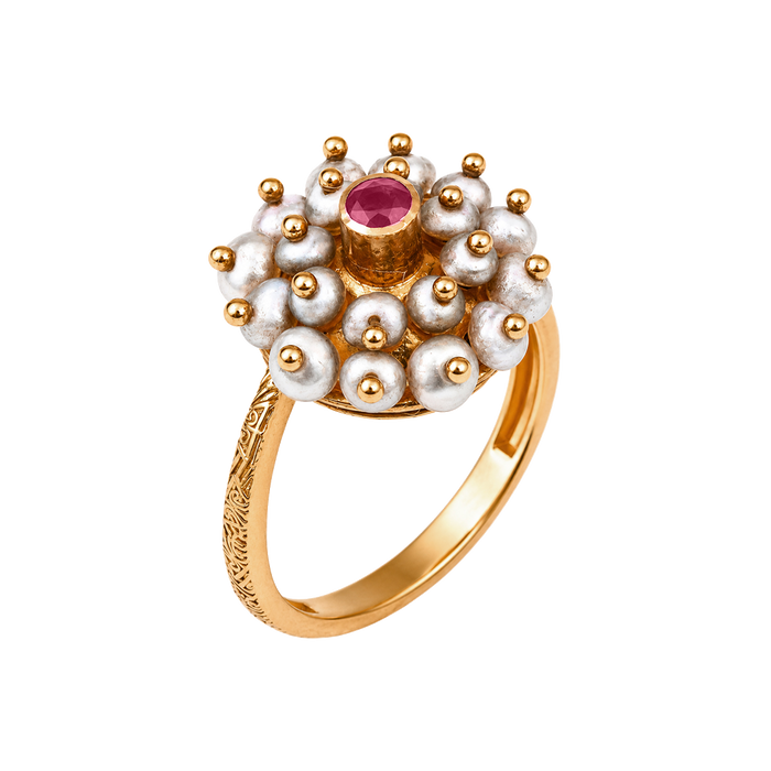 Maahi Pearl and Ruby Ring