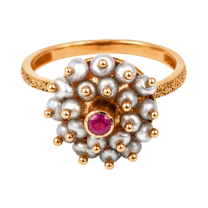 Maahi Pearl and Ruby Ring